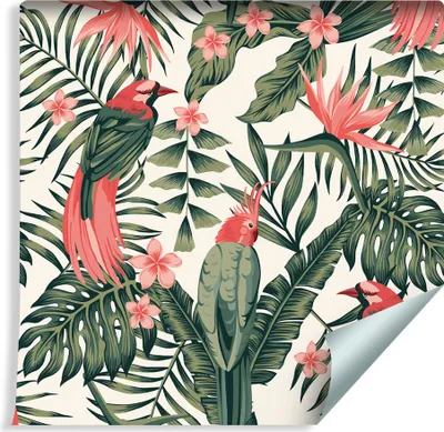 Produktbild von 10m VLIES TAPETE Rolle Natur Blätter Vügel BLUMEN XXL