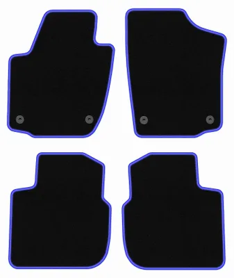 Produktbild von Fußmatten Automatten Velours Schwarz/Blau für Skoda Rapid 2013-2019 Set 4-tlg