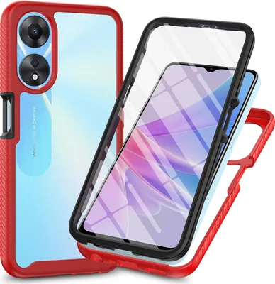 Produktbild von OPPO A78 5G Hülle, Bumper mit Eingebautem Displayschutz 360 Grad Komplettschutz Schutzhülle für OPPO A78 5G Rot