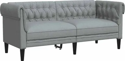 Produktbild von vidaXL Chesterfield-Sofa 2-Sitzer Hellgrau Stoff