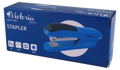 Obrázok produktu pre Polopásová zošívačka, modrá, 24/6, na 20 listov, VICTORIA