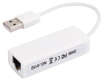 Zdjęcie produktu dla Adapter Ethernet USB 2.0 z gniazdem RJ45, biały, obudowa z tworzywa ABS, układ RTL8152B, zewnętrzna karta sieciowa do komputera