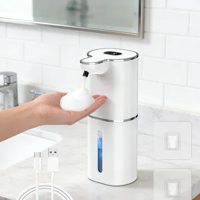 Produktbild von Automatischer Schaumseifenspender, 380 ml elektrischer Schaumseifenspender mit Digitalanzeige, berührungsloser Schaumseifenspender mit Sensor, Wandmontage, IPX5 wasserdicht für Bad und Küche