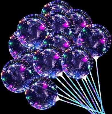 Produktbild von LED-Lichtballons - 10 Stück - 40 cm - transparent - mit LED-Stangen - für Hochzeit und Geburtstag Dekoration