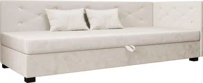 Produktbild von AURA SOFA  Boxspringbett  OLET PLUS 80x195 Komplett-Set mit Bonell Matratze, Polsterbett mit Bettkästen - Hellbeige, MONOLITH 02