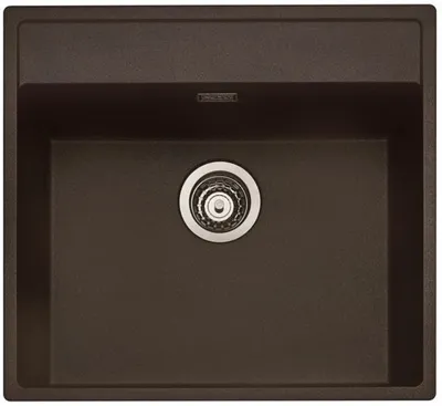 Produktbild von NABER Spüle ANGOLA 56 in ESPRESSO mit Drehexcentergarnitur verchromt / Auflagespüle / Einzelbecken / 60 cm Schrankbreite