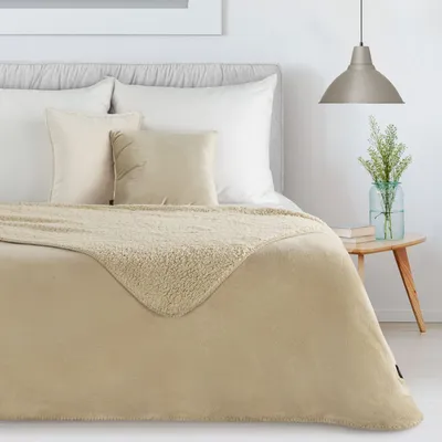 Produktbild von EUROFIRANY | Decke - 170 x 210 cm - hellbeige Sofadecke - Glatt
