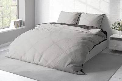 Produktbild von Bettwäsche Wende Unifarben Doubleface modern Microfaser Reißverschluss, Farbe:grau / anthrazit, Größe:3 teilig 200x200 cm