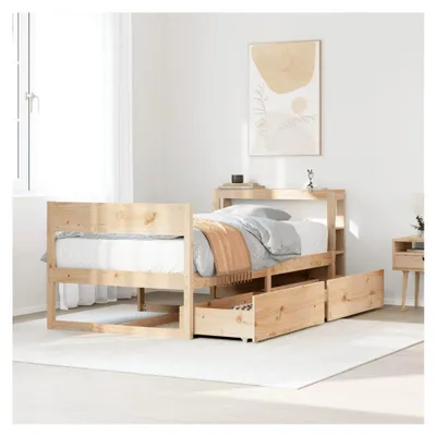 Produktbild von Bettgestell 75x190 cm Einzelbett aus Massivholz Kiefer