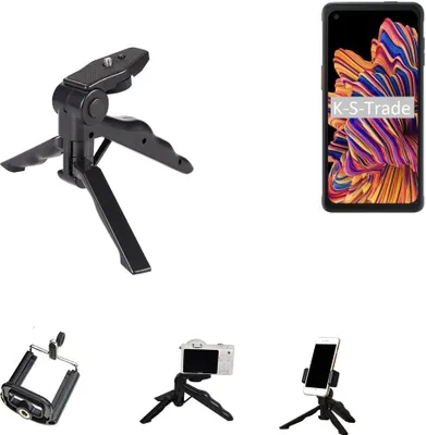 Produktbild von K-S-Trade Stativ Tisch-Ständer Dreibein Handy-Stativ Ständer kompatibel mit Samsung Galaxy XCover Pro Mini-Stativ Smartphone Tripod Handy-Stativ aus