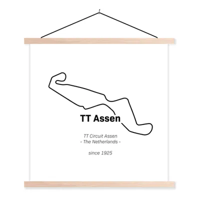 Produktbild von MuchoWow® Textilposter TT Assen - Niederlande - Rundkurs 60x60 cm mit holzfarbenen Rahmen - Wanddekoration