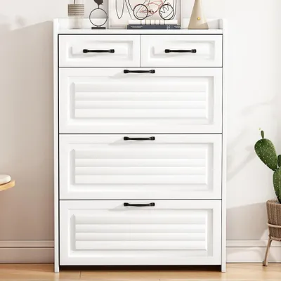 Obrázek produktu pro Skříňka na boty se 3 dvířky - bílá - 131x80x23,5 cm