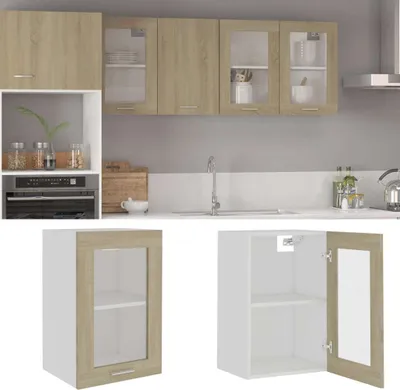 Produktbild von The Living Store Hängeglasschrank Sonoma-Eiche 40x31x60 cm Holzwerkstoff