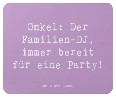 Produktbild von Mr. & Mrs. Panda Mauspad Spruch Onkel Familien-DJ - Lavendeltraum - Geschenk, computer mousepad, laptop, DJ, Liebe, Patenonkel, Mouse Pad, Familienmitglieder, Tanz, pc
