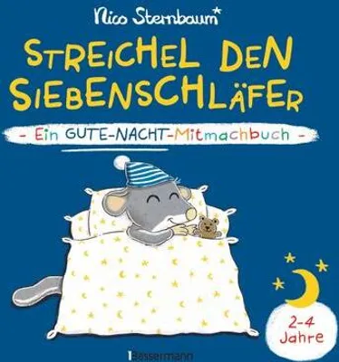 A children's book cover featuring a cartoon mouse in bed.