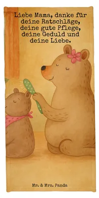 Produktbild von Mr. & Mrs. Panda Badhandtuch Bär Kind Design - Blau Pastell - Geschenk, Muttertag, Mama, Bären, Strandtuch, Duschhandtuch, Frottier, Badelaken, Handtuch, Mutter