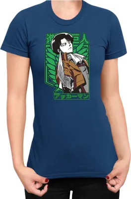 Zdjęcie produktu dla Koszulka Damska Manga Japan Anime Comics Animation Attack Anime On Titan 15, Lady 2XL / Ciemnoniebieski
