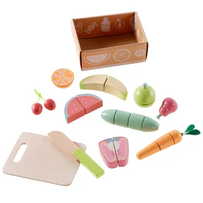 Image de Set de découpe de fruits et légumes Howa avec planche à découper, couteau en bois, filet et boîte de rangement 13 pièces. 4891