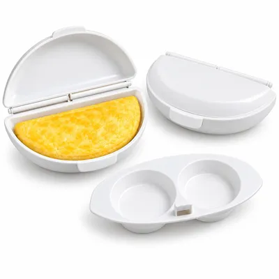 Produktbild von Mikrowellen Eierkocher 2er Set, Eierformer für Spiegelei und Omelett, antihaftbeschichtet, BPA-frei, schnelle Frühstückszubereitung