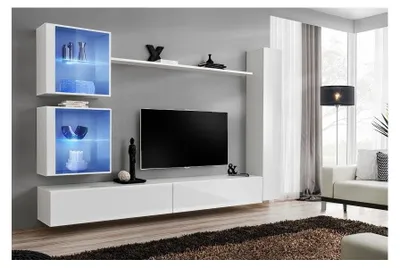 Image de Ensemble meuble TV mural - Switch XVIII - 280 cm x 180 cm x 40 cm - Blanc