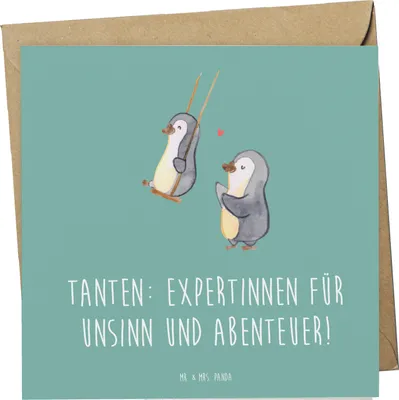 Produktbild von Mr. & Mrs. Panda Grußkarte Tante Abenteuer - Meeresbrise - Geschenk, Familienbande, einzigartige Designs, Freude, doppelkarte, energisch, Glückwunschkarte, anlasskarte