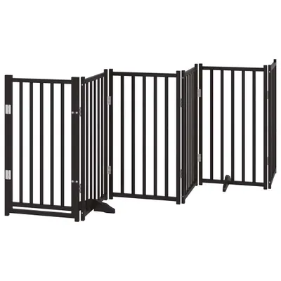 Image de vidaXL Porte pour chien 6 pièces avec porte Pliable Noir 300 cm Sapin massif