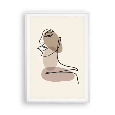 Produktbild von Gerahmtes Poster - Weißer Rahmen - Zeichnung einzeilig Frau - 70x100 cm - Wand Bild - Wanddeko - Wandbilder - Kunstposter - Wandposter - Bilderrahmen - Bilder - Kunstdruck - P2WPA70x100-4612