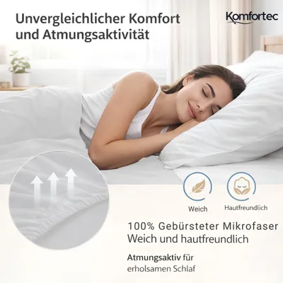 Produktbild von Komfortec Spannbettlaken 90x200 cm, Bettlaken Boxspringbett bis 15cm - 30cm Matratzenhöhe, Weiß