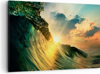 Produktbild von Bild auf Leinwand - Leinwandbild - Meer Welle Wasser - 120x80cm - Wand Bild - Wanddeko - Wandbilder - Leinwanddruck - Bilder - Kunstdruck - Wanddekoration - Leinwand bilder - Wandkunst - AA120x80-3943