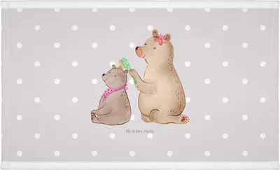 Produktbild von Mr. & Mrs. Panda Handtuch Bär Kind - Grau Pastell - Geschenk, Mutti, Mutter, Muttertag, Familie, Bären, Bruder, Flauschtuch, kleines, 50x100, gesichtshandtuch