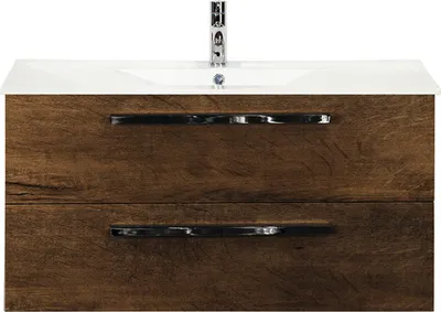 Produktbild von Sanox Badmöbel-Set Seville BxHxT 101 x 52 x 46 cm Frontfarbe tabacco mit Waschtisch Keramik weiß Griff chrom 81708539