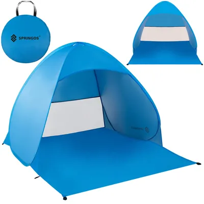 Imagen del producto de Toldo de playa | Toldo de playa portátil | Filtro UV | Incluye bolsa de transporte | 160 x 140 x 110 cm | Azul