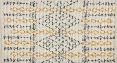 Produktbild von BELIANI Teppich Beige Baumwolle 80 x 150 cm Rechteckig Geometrisches Muster Boho Stil Handgetuftet für Wohnzimmer Schlafzimmer Flur