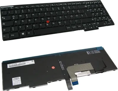 Two views of a laptop keyboard, one assembled and one disassembled.