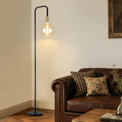 Image de ZMH Noir Lampadaire Vintage - Rétro e27 Lampe de salon sur pied avec interrupteur à pied Lampe industrielle sur pied Gold Design Lampe de salon pour chambre à coucher bureau etc(sans ampoules)