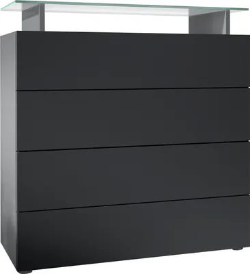 Produktbild von Vladon Sideboard Pavos V2, Kommode mit 4 Schubladen und Glasablage, Anthrazit matt/Schwarz matt (76 x 80 x 33 cm)