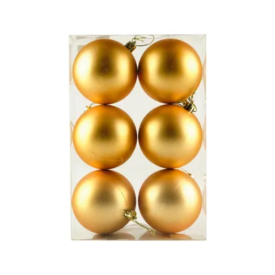 Obrázok produktu pre Plastové gule, 8 cm, šampanské, 6x matné