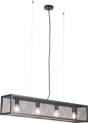 Produktbild von Intelligente Industrielle Hängelampe Schwarz inkl  4 WiFi A60 Käfig