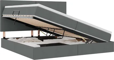 Produktbild von vidaXL Aufbewahrungsbett mit Matratze Dunkelgrau 200 x 200 cm Stoff
