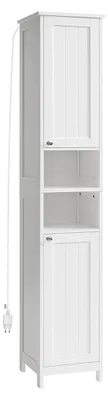 Produktbild von Badezimmerschrank mit Stauraum – Hochschrank – MDF – Wolkenweiß – 30 x 30 x 170 cm