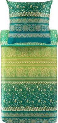 Produktbild von Bassetti Mako-Satin-Bettwäsche-Garnitur BRENTA Farbe V1 GRÜN Größe 155x220 + 80x80
