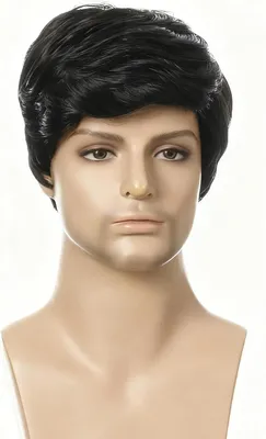 Produktbild von Perücke kurz schwarz, synthetisches Haar, für Männer, Cosplay und Alltag