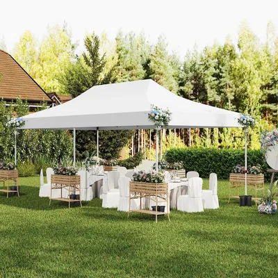 Zdjęcie produktu dla Pawilon przenośny - Namiot składany - Namiot eventowy - Stoisko handlowe - Pergola - 3 x 6 metrów - 6 wysuwanych ścian bocznych