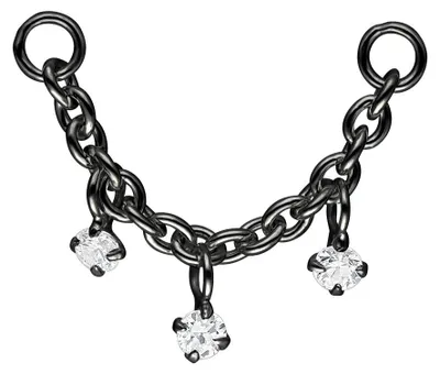 Produktbild von Wildcat Piercingkette - Crystal Pendants Piercing Connection Chain aus Silber, Körperstelle: Ohr, Nase, Länge: 20,0mm, Schwarz-Kristallklar