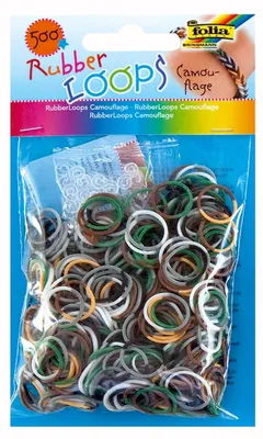 Produktbild von Gummischlingen, Tarnmuster, 500 Gummibänder, inklusive S-Clips und Häkelnadel
