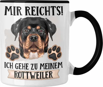 Produktbild von Trendation - Rottweiler Besitzer Tasse Geschenk Lustiger Spruch Geschenkidee Mir Reichts Ich Geh Zu Meinem Rottweiler (Schwarz)