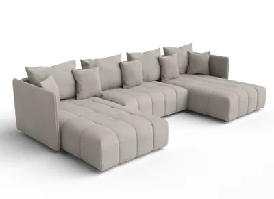 Image de AX LIVING Canapé panoramique beige Veliro canapé en u 353 cm de large