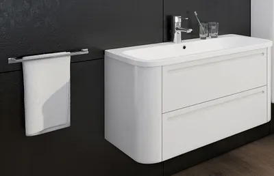 Produktbild von Badmöbel Set "GLORIA 100CM" MÖBEL BADSET MIT WASCHBECKEN WEISS HOCHGLANZ LED Waschbecken Waschbeckenunterschrank
