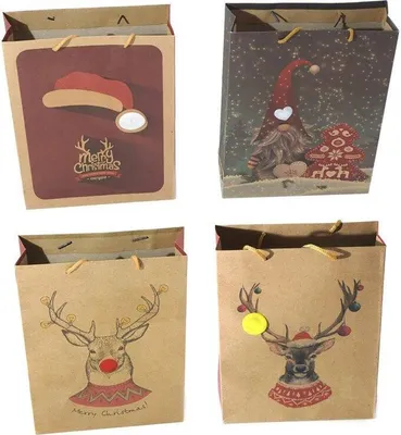 Produktbild von 8 x Geschenktüten Weihnachten mit LED Licht 26 x 32 (B/H) Geschenktaschen - Geschenkverpackung Weihnachten - Weihnachtsgeschenktüten