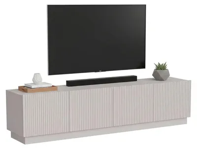 Image de Macherio - Meuble TV, 200x40x48h cm Beige, 4 Étagères